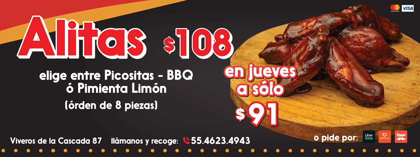 Promoción Alitas a $98.00