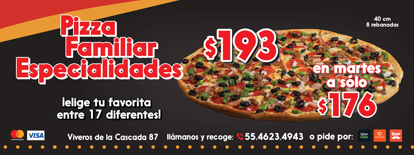 Promoción Pizza Familiar  a $175.00